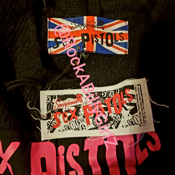Sourpuss Sex Pistols Offically Licensed Pink Logo Black Sweater Johnny Rotten - Picture 7 of 7
